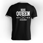 The King His Queen T-Shirt mit Datum infinity mit Namen Pärchen Geschenk im Set