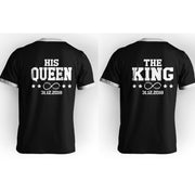 The King His Queen T-Shirt mit Datum infinity mit Namen Pärchen Geschenk im Set