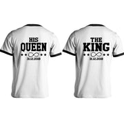 The King His Queen T-Shirt mit Datum infinity mit Namen Pärchen Geschenk im Set