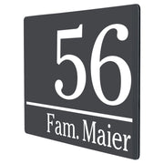 Hausnummernschild Anthrazit modernes Design Hausnummer Straßenname Abstandhalter