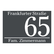Hausnummernschild Anthrazit modernes Design Hausnummer Straßenname Abstandhalter