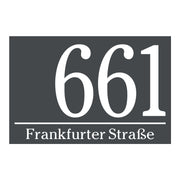 Hausnummernschild Anthrazit modernes Design Hausnummer Straßenname Abstandhalter