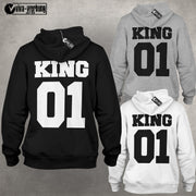 King 01 Queen 01 Pulli Hoodie Pärchenpullis Geschenk Liebe für Paare im SET