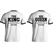 The King His Queen T-Shirt mit Datum infinity Pärchen Geschenk Love Liebe im Set