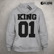 King 01 Queen 01 Pulli Hoodie Pärchenpullis Geschenk Liebe für Paare im SET