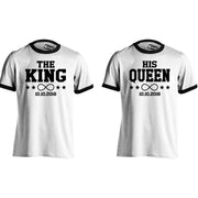 The King His Queen T-Shirt mit Datum infinity Pärchen Geschenk Love Liebe im Set