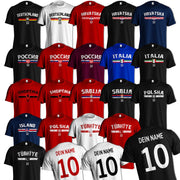 Fußball T-Shirt mit Name & Nummer für Herren Damen  viele Länder Geschenk Trikot