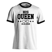The King His Queen T-Shirt mit Datum infinity Pärchen Geschenk Love Liebe im Set