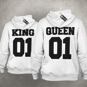 King 01 Queen 01 Pulli Hoodie Pärchenpullis Geschenk Liebe für Paare im SET