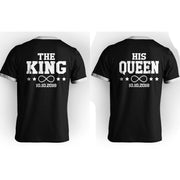 The King His Queen T-Shirt mit Datum infinity Pärchen Geschenk Love Liebe im Set