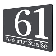 Hausnummernschild Anthrazit modernes Design Hausnummer Straßenname Abstandhalter