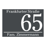 Hausnummernschild Anthrazit modernes Design Hausnummer Straßenname Abstandhalter