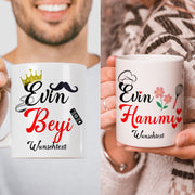 Evin Hanimi & Reisi/Beyi Tasse Kupa bardak im Set 2 Tasse 1 Preis mit Wunschtext