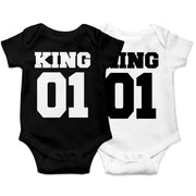 King 01 Baby Bodysuit bedruckt Bodies Junge Strampler Geschenk Schwarz Weiß
