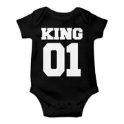 King 01 Baby Bodysuit bedruckt Bodies Junge Strampler Geschenk Schwarz Weiß