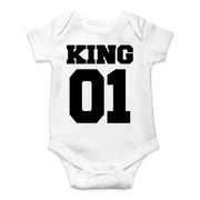 King 01 Baby Bodysuit bedruckt Bodies Junge Strampler Geschenk Schwarz Weiß
