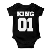 King 01 Baby Bodysuit bedruckt Bodies Junge Strampler Geschenk Schwarz Weiß