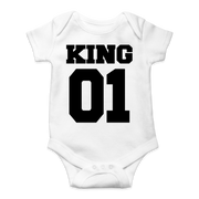 King 01 Baby Bodysuit bedruckt Bodies Junge Strampler Geschenk Schwarz Weiß