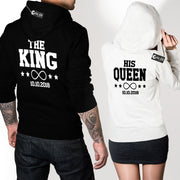 Personalisierte Partner Hoodies Her King & His Queen mit Wunschdatum Pärchen
