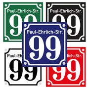 Hausnummernschild Hausnummer Straßenname Emaille Design Alt mit Abstandhalter