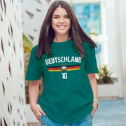 Deutschland T-Shirt Fußball Fan Trikot T-Shirt mit Name Nummer für Herren Damen