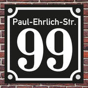 Hausnummernschild Hausnummer Straßenname Emaille Design Alt mit Abstandhalter