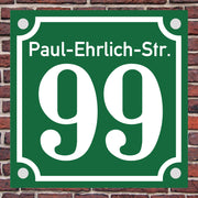 Hausnummernschild Hausnummer Straßenname Emaille Design Alt mit Abstandhalter