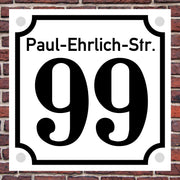 Hausnummernschild Hausnummer Straßenname Emaille Design Alt mit Abstandhalter
