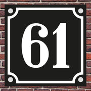 Hausnummernschild Hausnummer Straßenname Emaille Design Alt mit Abstandhalter