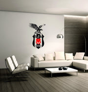 Wandtattoo mit Besiktas Fahne Flagge Wappen kara kartal Ayyildiz 60x95 cm Geschenk für Herren Damen Kinder Männer Kinderzimmer Aufkleber BJK