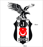 Wandtattoo mit Besiktas Fahne Flagge Wappen kara kartal Ayyildiz 60x95 cm Geschenk für Herren Damen Kinder Männer Kinderzimmer Aufkleber BJK