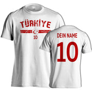 T-shirt mit Türkei Flagge - Türkiye Türkei Trikot Look - optnl. mut Name & Nummer WM / EM - Geschenk für Herren Damen und Kinder - Ayyildiz