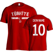 T-shirt mit Türkei Flagge - Türkiye Türkei Trikot Look - optnl. mut Name & Nummer WM / EM - Geschenk für Herren Damen und Kinder - Ayyildiz